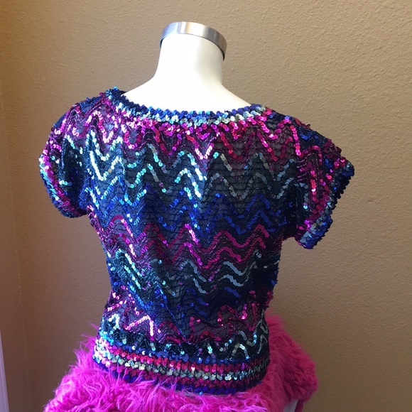 Rob Hill for Mister Jay Vintage Sequin Top Small - Picture 2 of 4